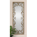 Bathroom Mirror / Metal Framed with Resin Flowers Decorated Wall Mirror